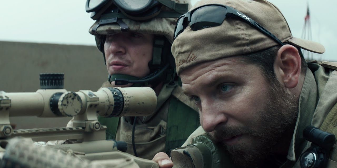 Bradley Cooper aiming gun in American Sniper