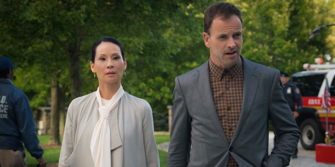 Jonny Lee Miller and Lucy Liu in Elementary