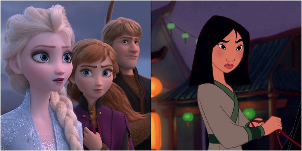 Elsa in Frozen 2 and Mulan goes to warn China 