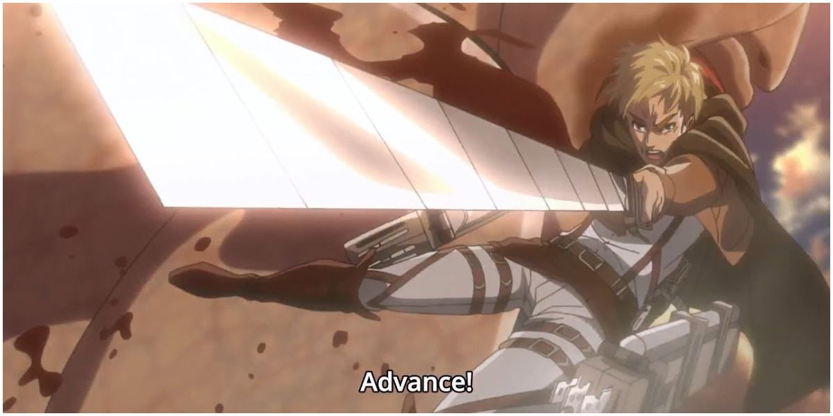 Erwin Smith orders soldiers to advance - Attack on Titan