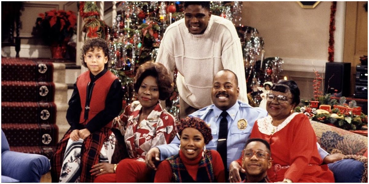 Family Matters Christmas photo featuring the Winslows, Steve, and Little Richie