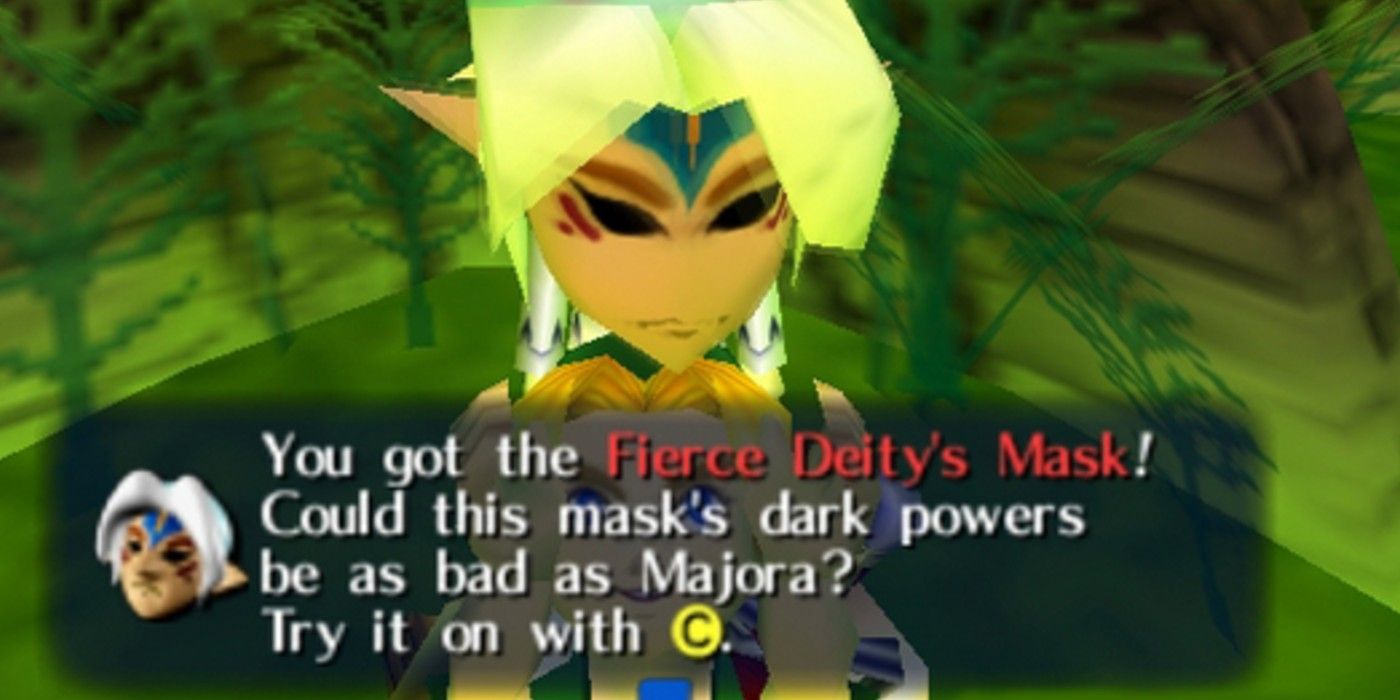 Link acquiring the Fierce Deity Mask in The Legend Of Zelda: Majora's Mask