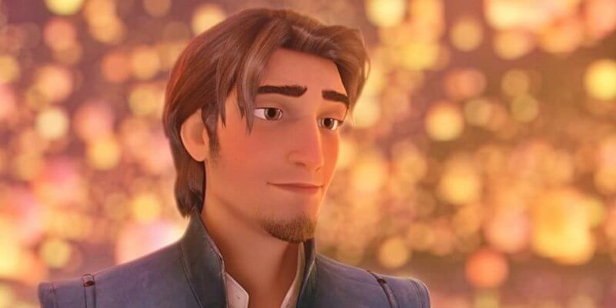 Flynn Rider with the lanterns behind him in Tangled