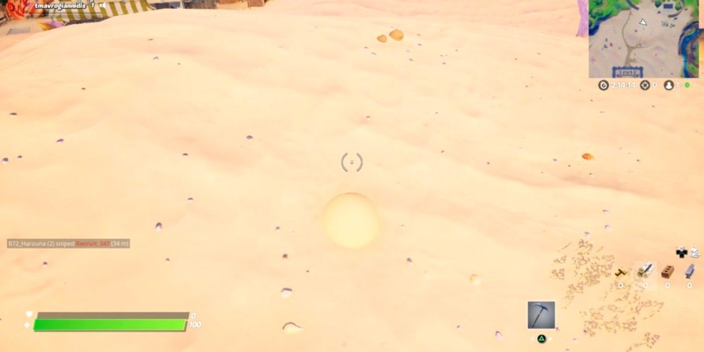 When a player buries themselves in the sand in Fortnite Season 5, they become a small, barely perceptible dune and can move in stealth.