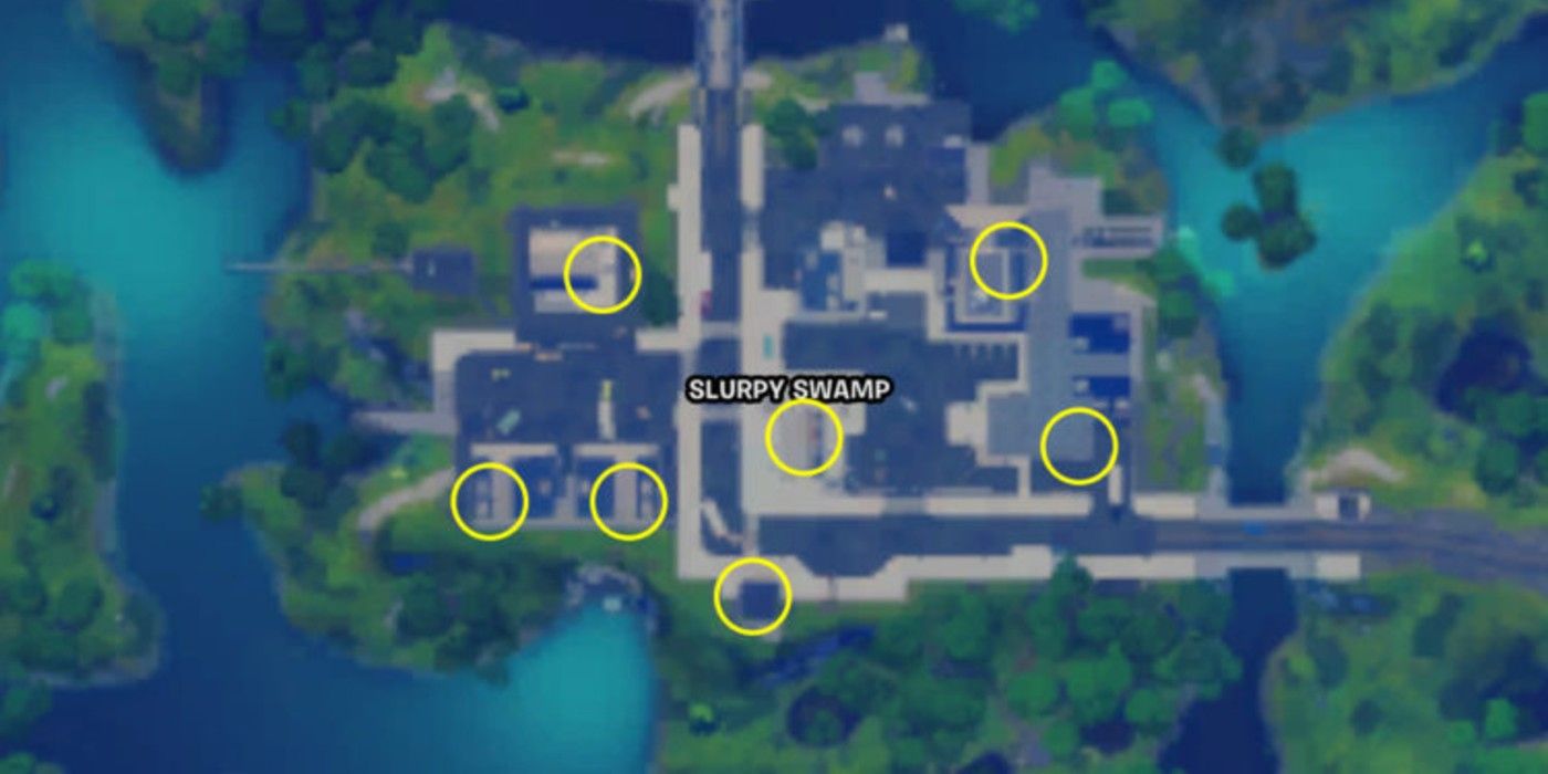 Every possible spawn location for Gold Bar safes on the Slurpy Swamp map in Fortnite Season 5
