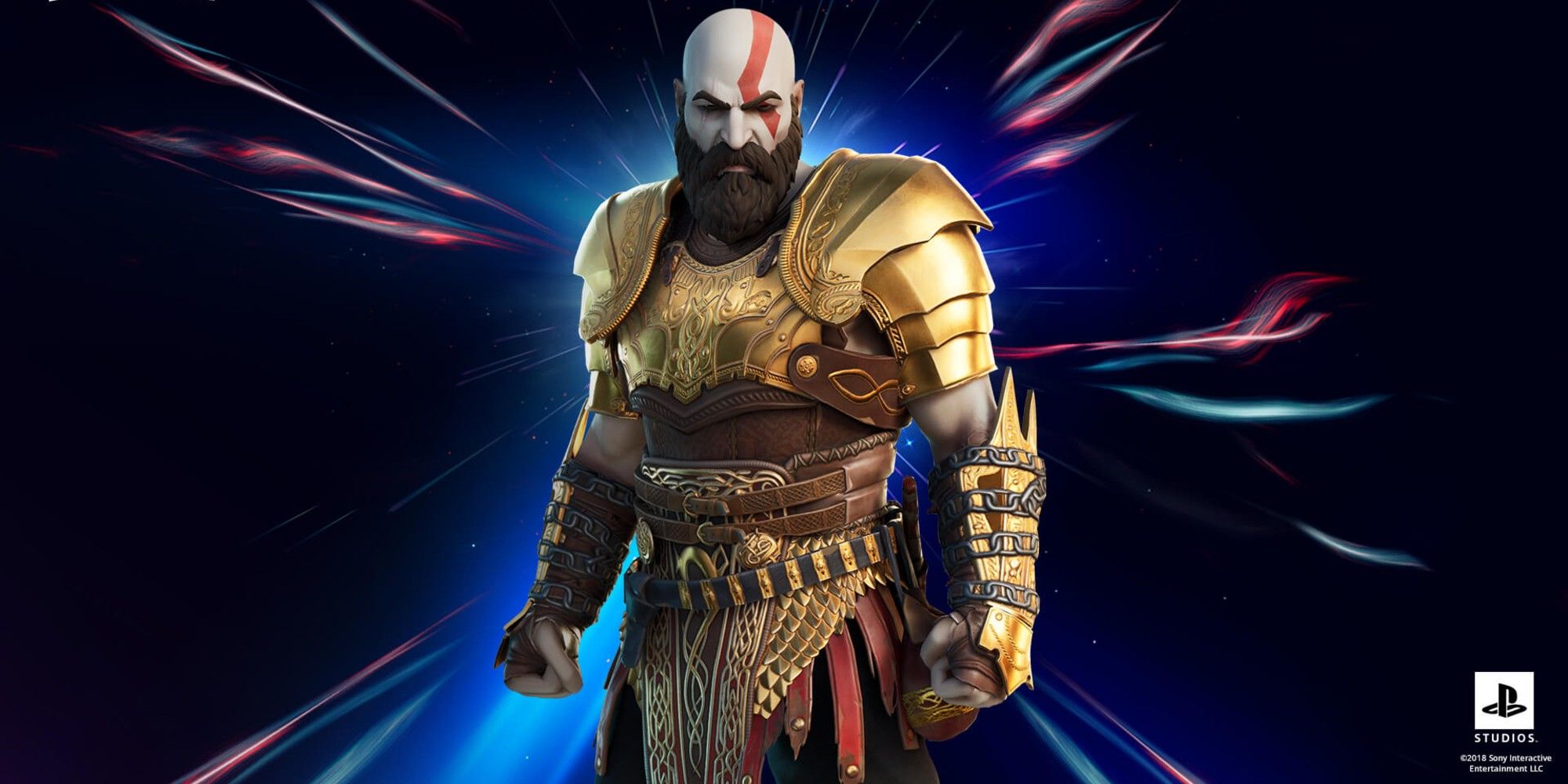 The exclusive Kratos skin Armored style for Fortnite Season 5