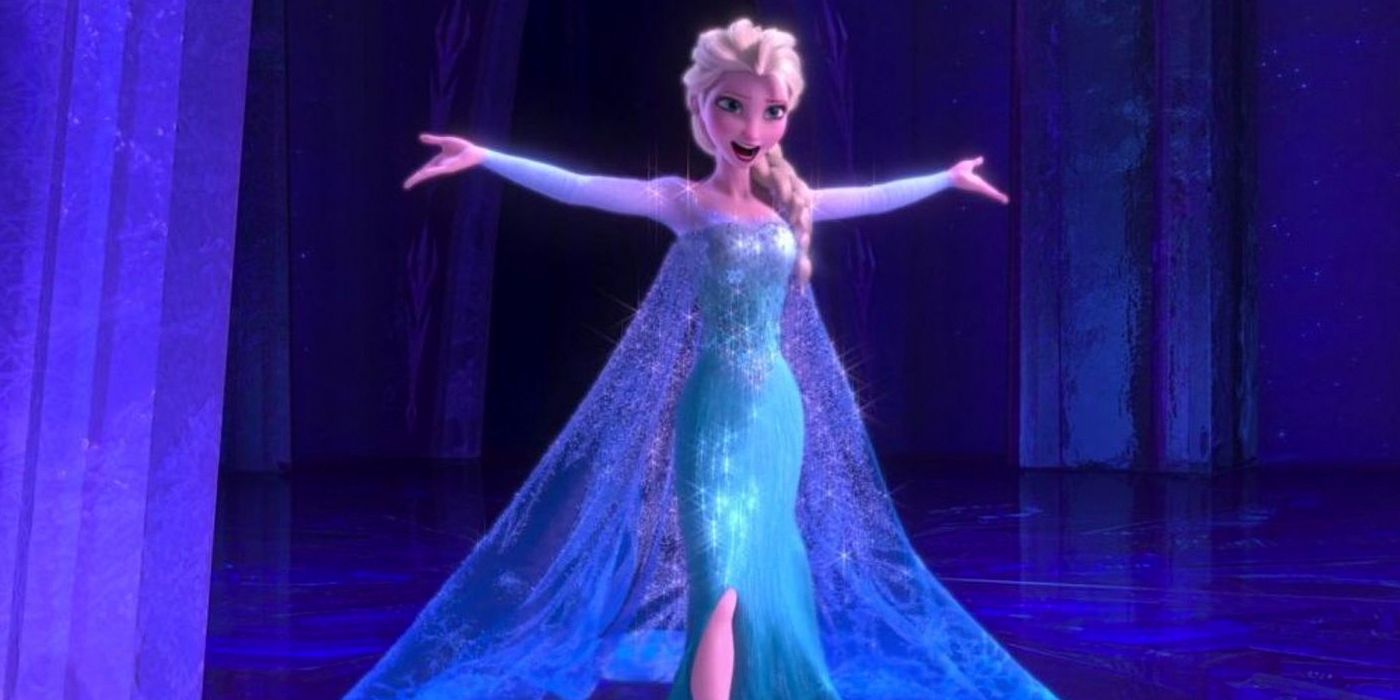 Elsa in her iconic blue dress in Frozen