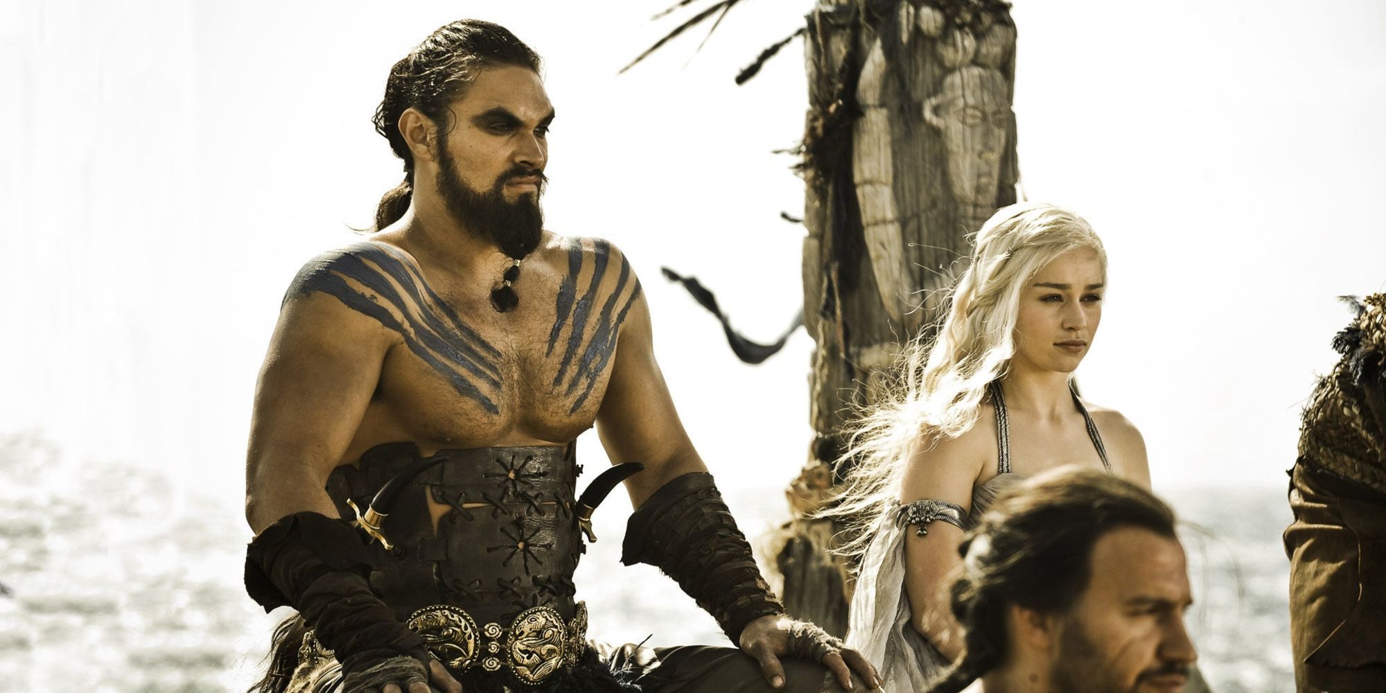 Daenerys and Drogo sitting side by side in Game of Thrones