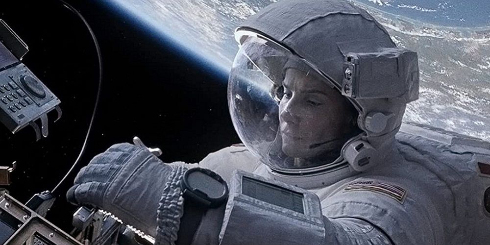 Sandra Bullock floats in space from Gravity 