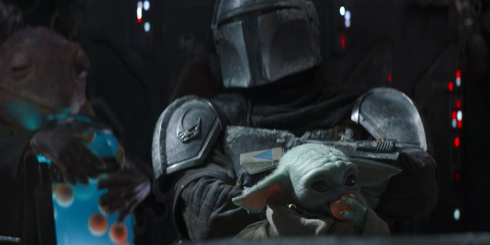 Grogu eats the Frog Lady's eggs as Din watches on The Mandalorian