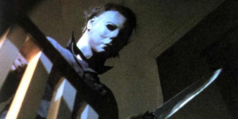 Michael Myers at the top of the stairs in Halloween (1978)
