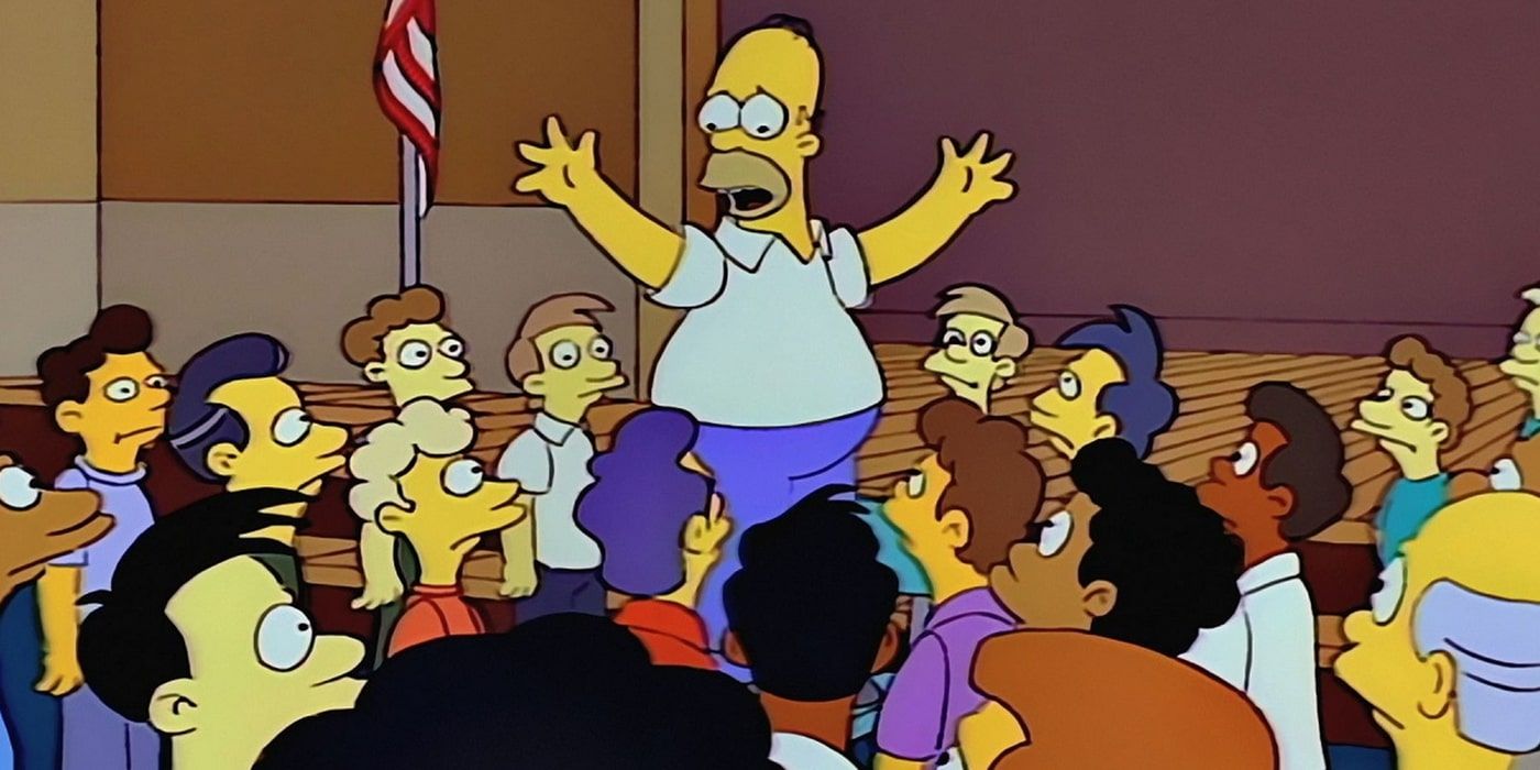 Homer speaks to the union in The Simpsons