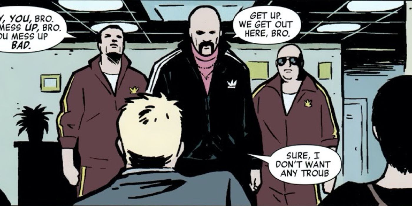 Ivan Banionis stares down Clint Barton in the comic books