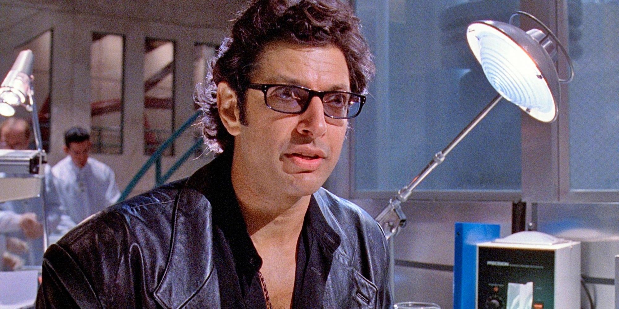 Ian Malcolm talking to someone in Jurassic Park
