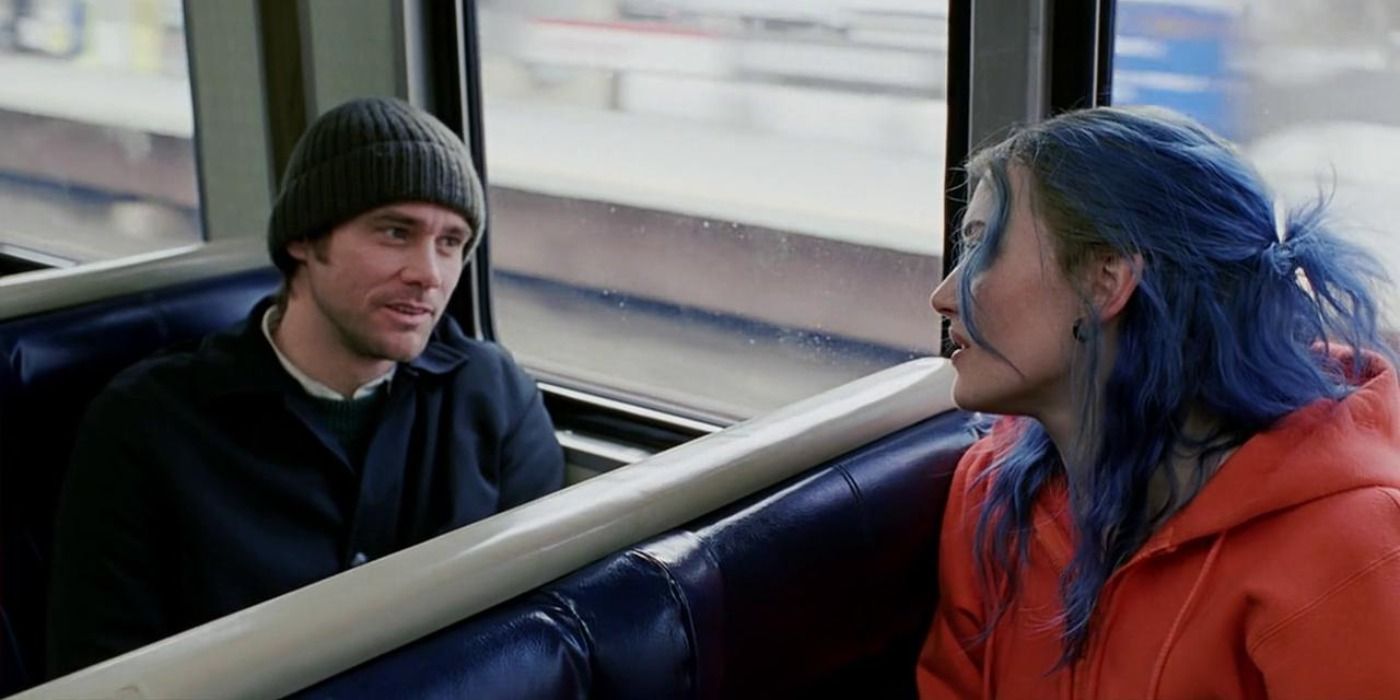 Joel and Clementine talk on the train in Eternal Sunshine of the Spotless Mind