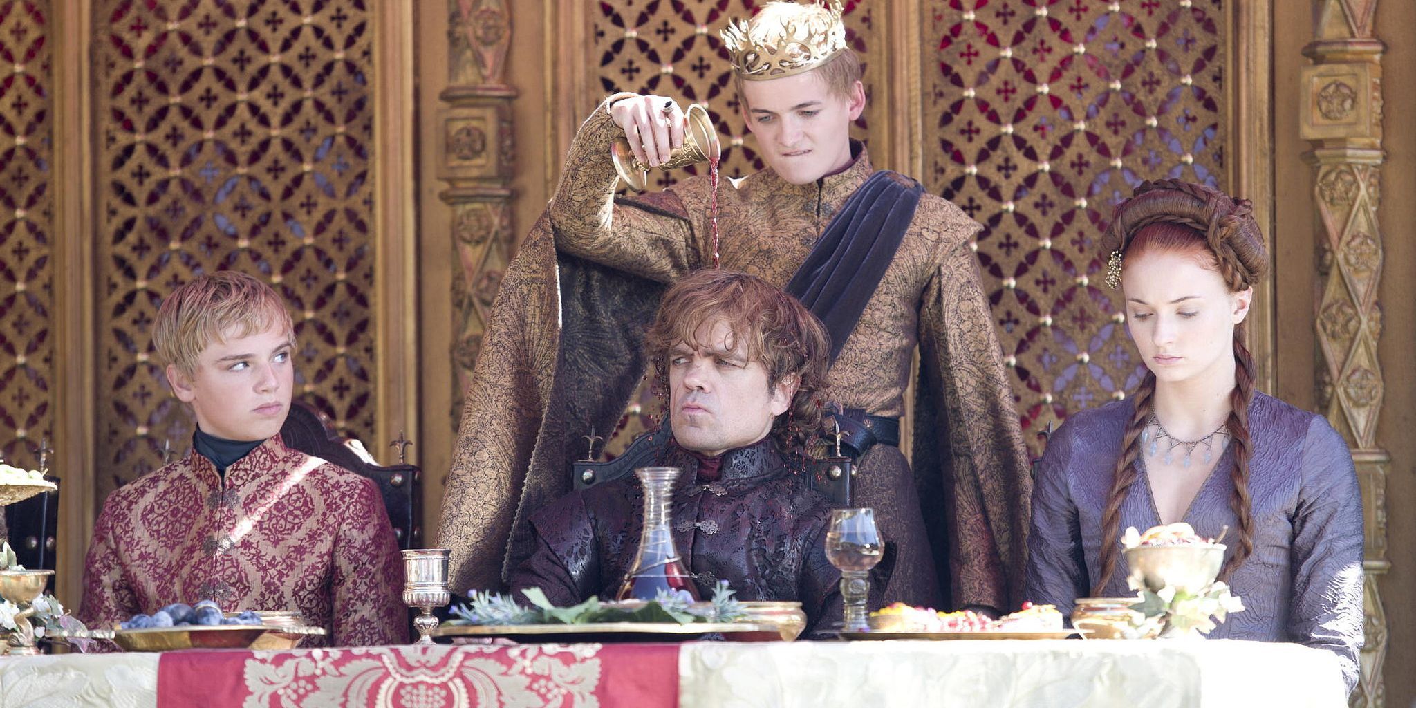 Joffrey, Tommen, Tyrion and Sansa at the Purple Wedding