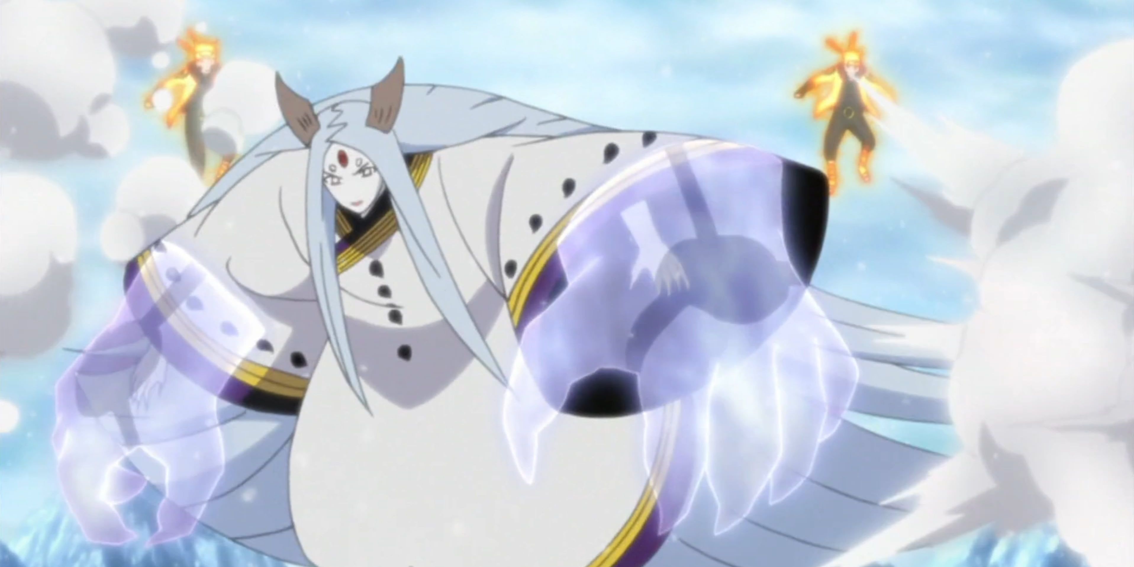 Kaguya using the Eighty Gods Vaccum Attack in battle in the Naruto series