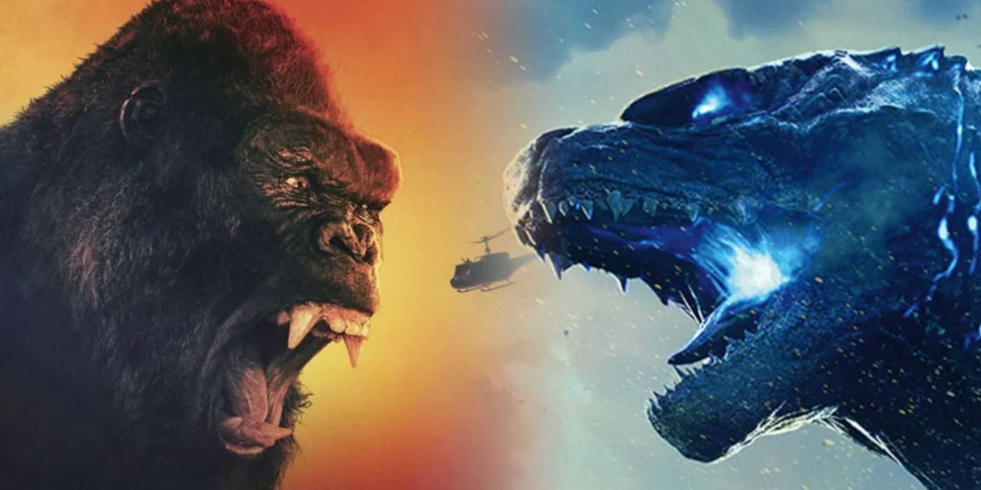 Kong and Godzilla facing off.