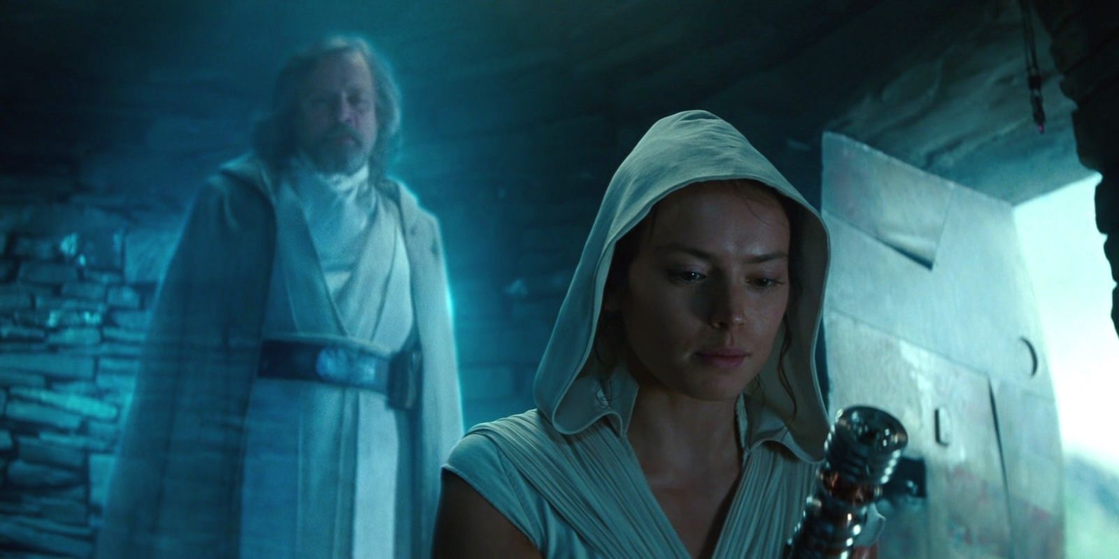 Luke and Rey retrieve Leia's lightsaber in Star Wars The Rise of Skywalker