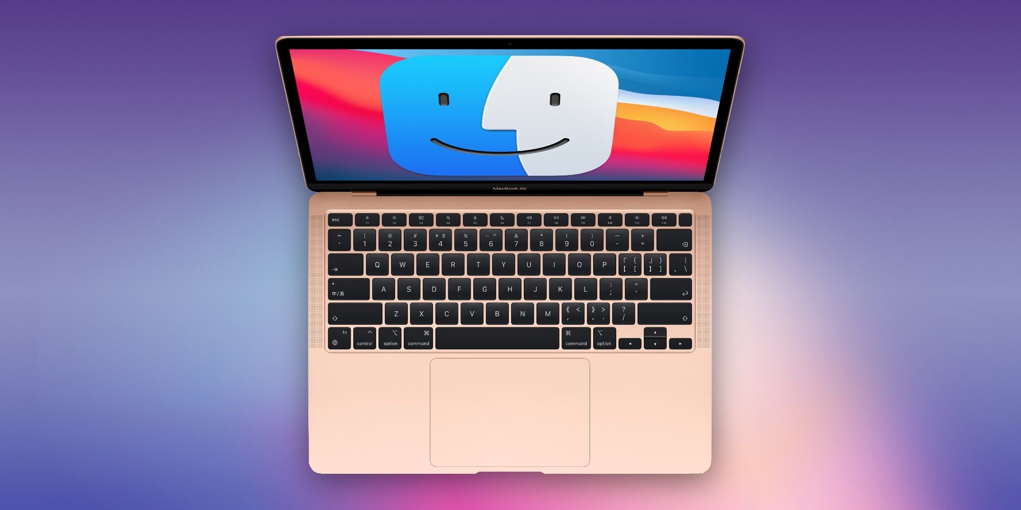 MacBook with happy Mac Finder face icon
