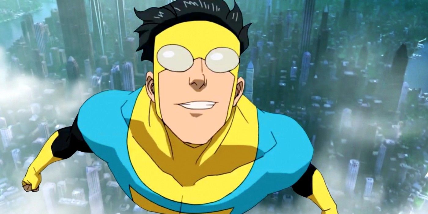 Mark in his Invincible costume flying