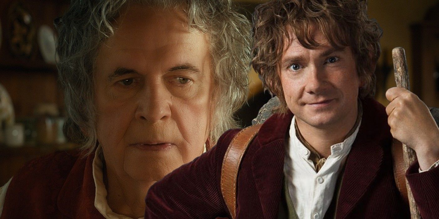 Martin Freeman and Ian Holm as Bilbo Baggins in The Hobbit and Lord of the Rings