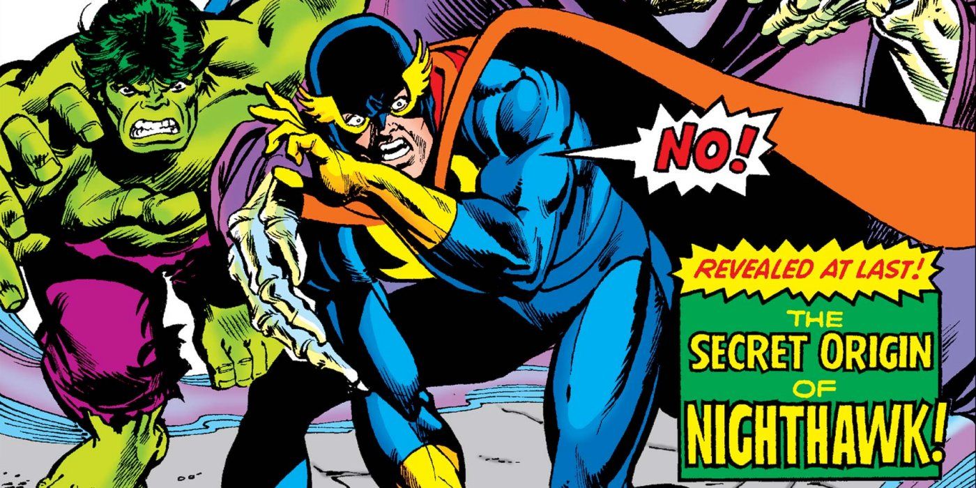Nighthawk battles the Hulk in Marvel Comics