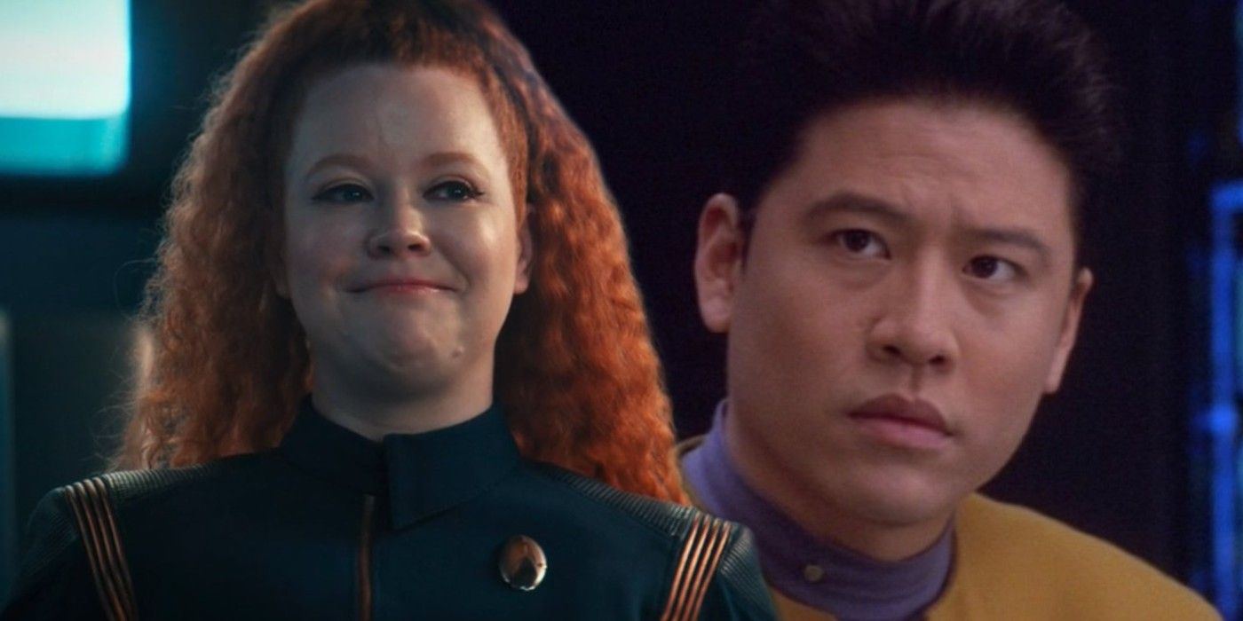 Mary Wiseman as Tilly in Star Trek Discovery and Garrett Wang as Harry Kim in Star Trek Voyager