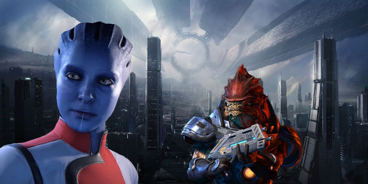 Krogan And Asari In Front OF The Citadel From Mass Effect