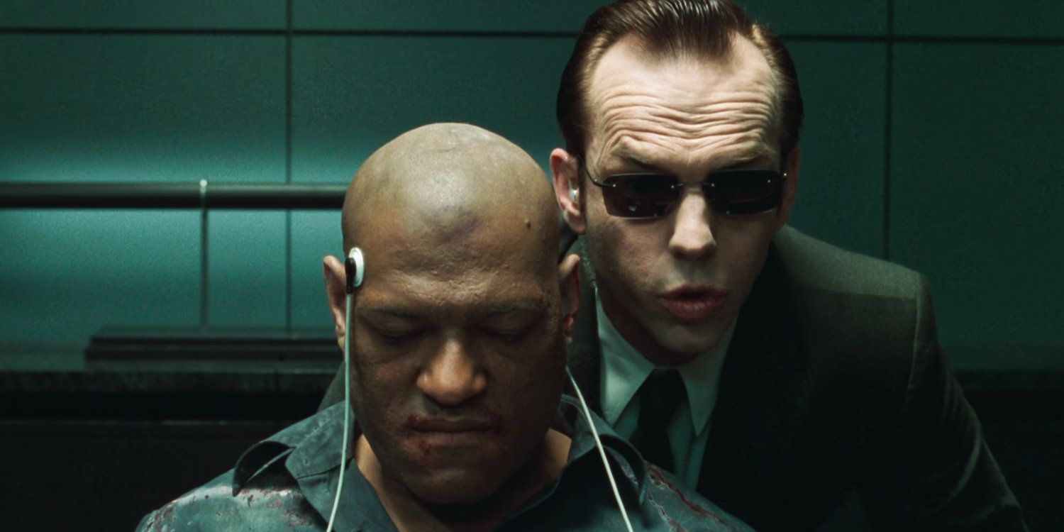 Agent Smith interrogates Morpheus in The Matrix