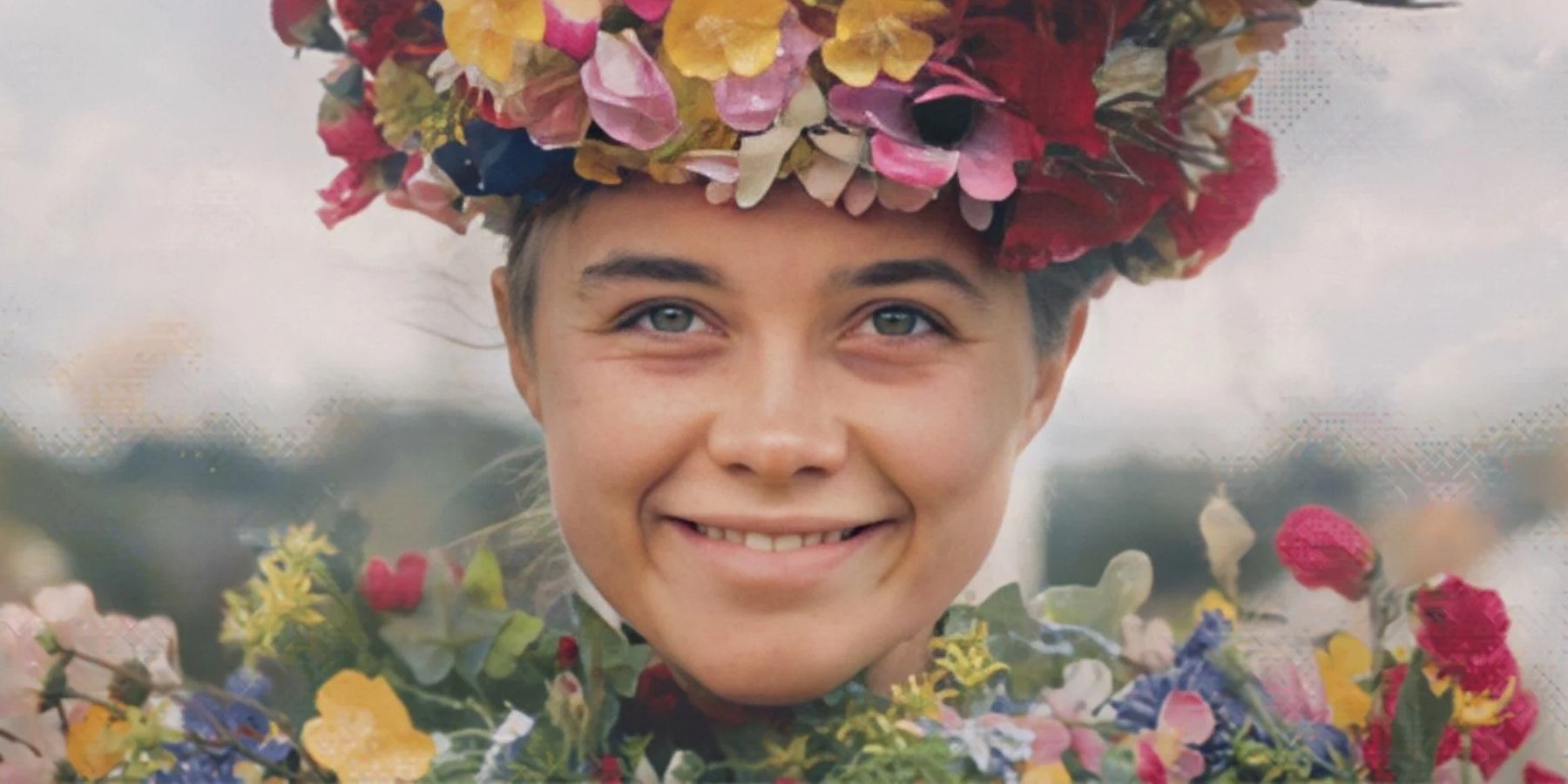 girl dressed in flowers smiling