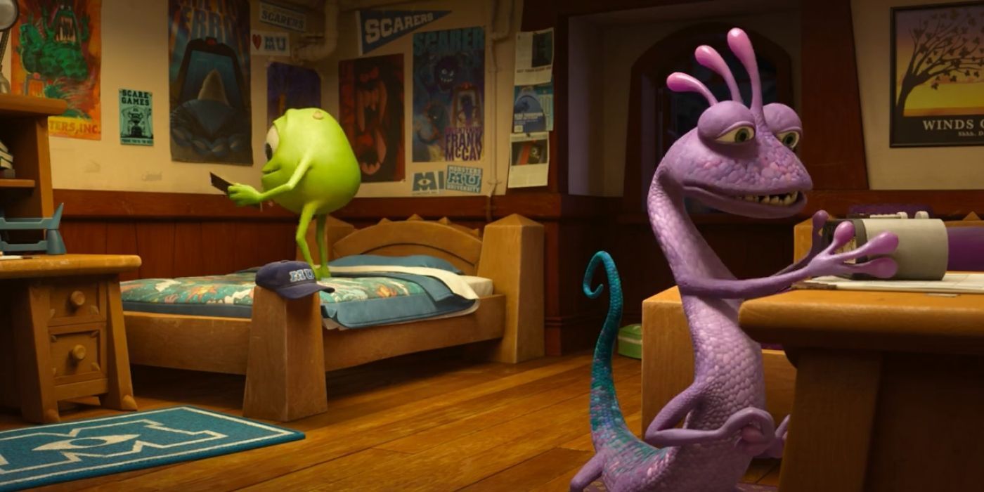 Monsters University dorm room with Mike and Randall 