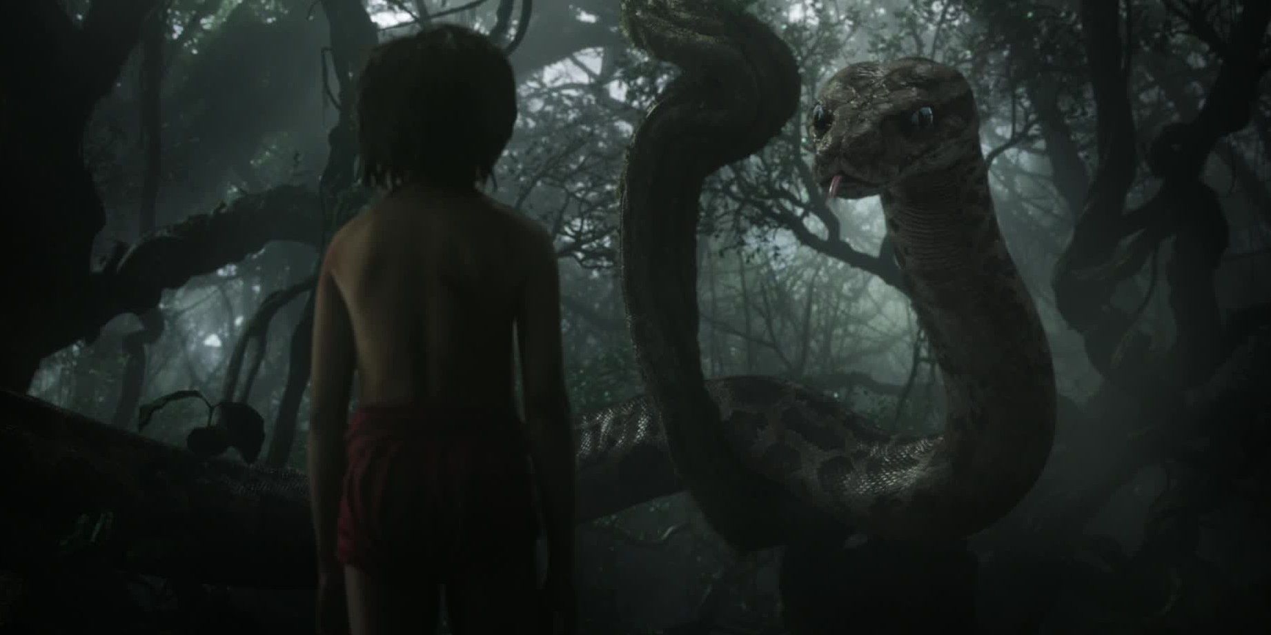Mowgli and Kaa talk in The Jungle Book