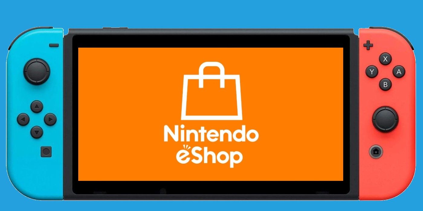 Nintendo switch com o logotipo da eshop aparecendo na tela