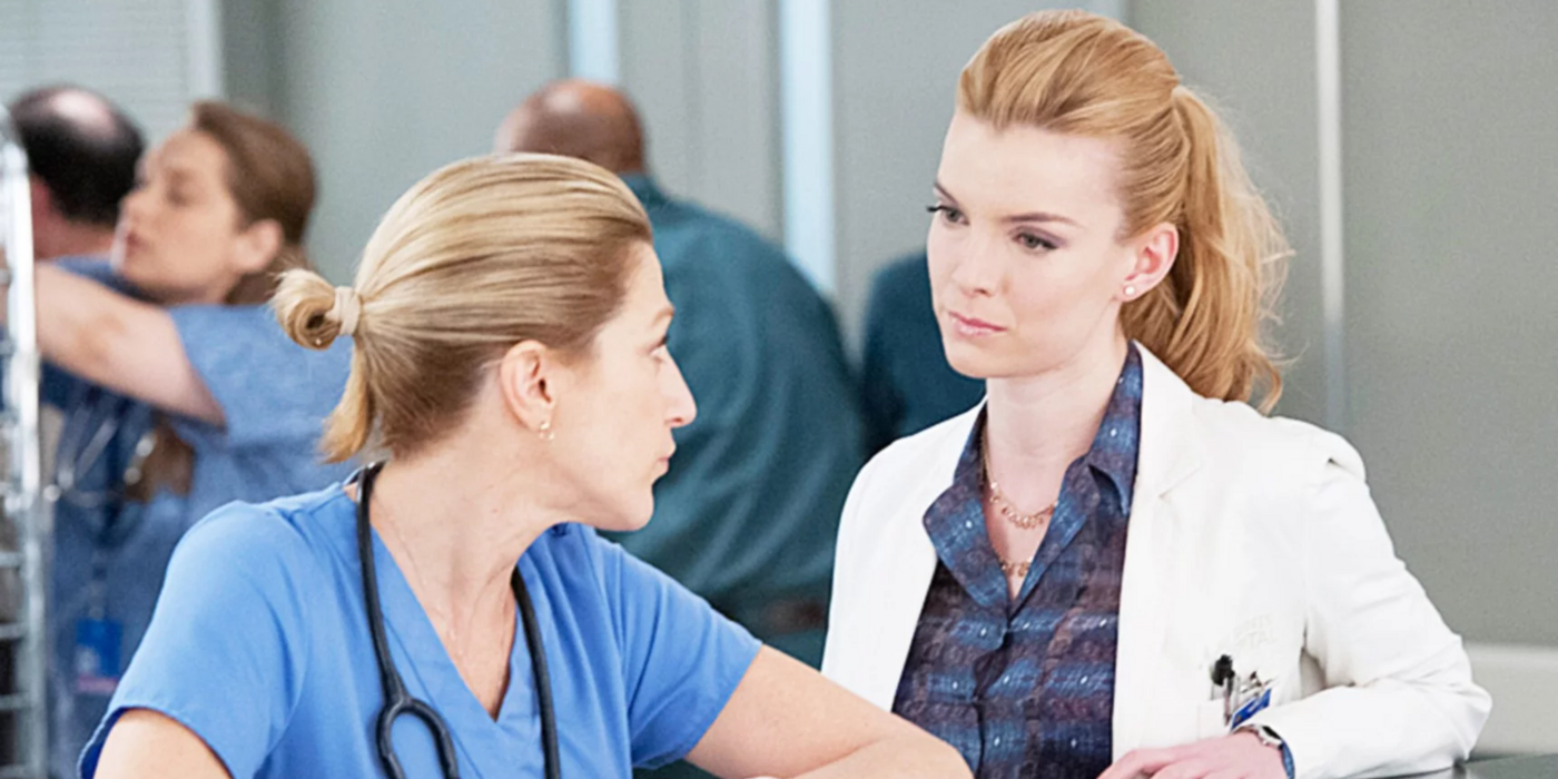 Betty Gilpin and Edie Falco in Nurse Jackie