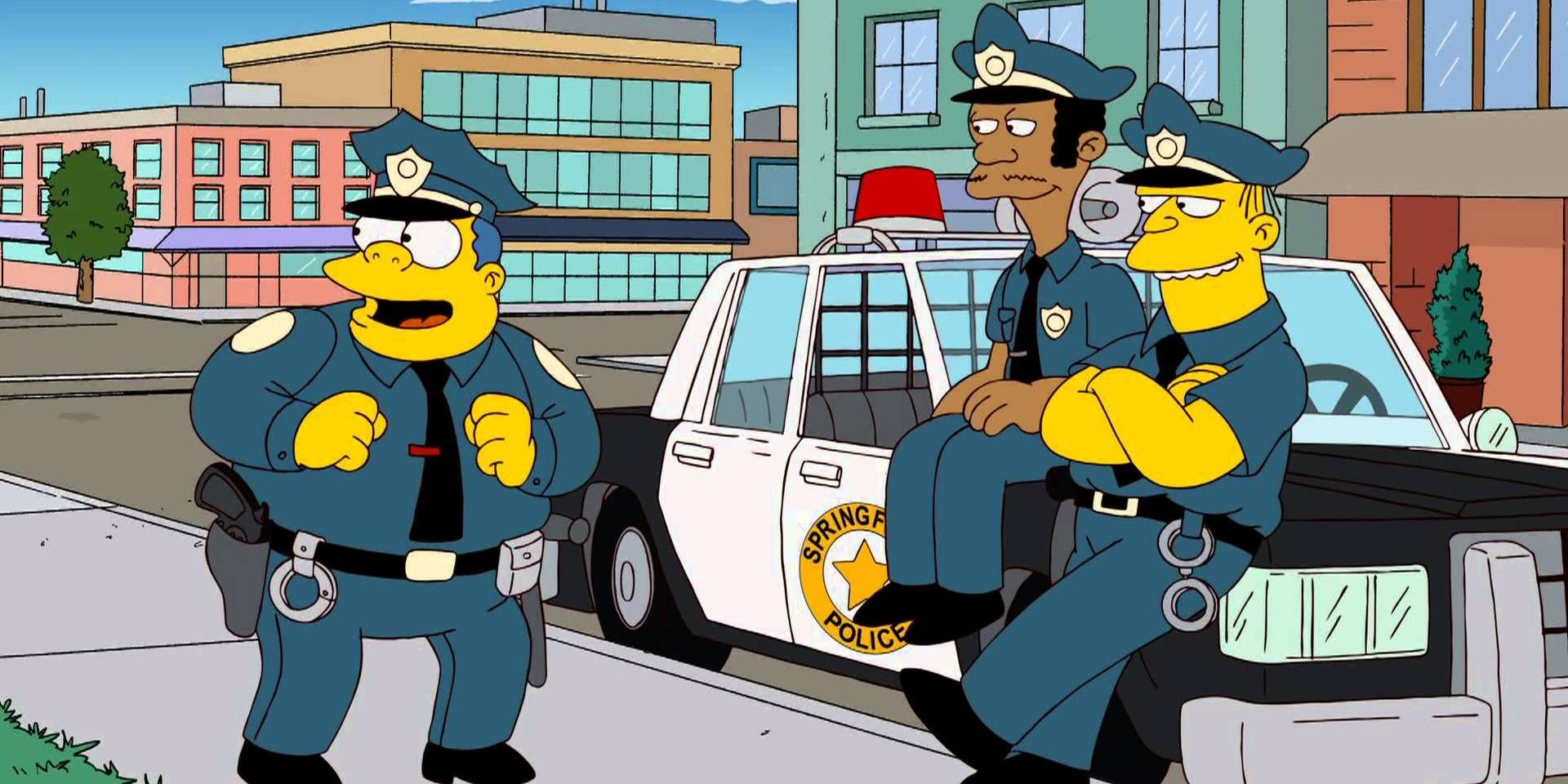 Chief Wiggum, Lou and Eddie in The Simpsons