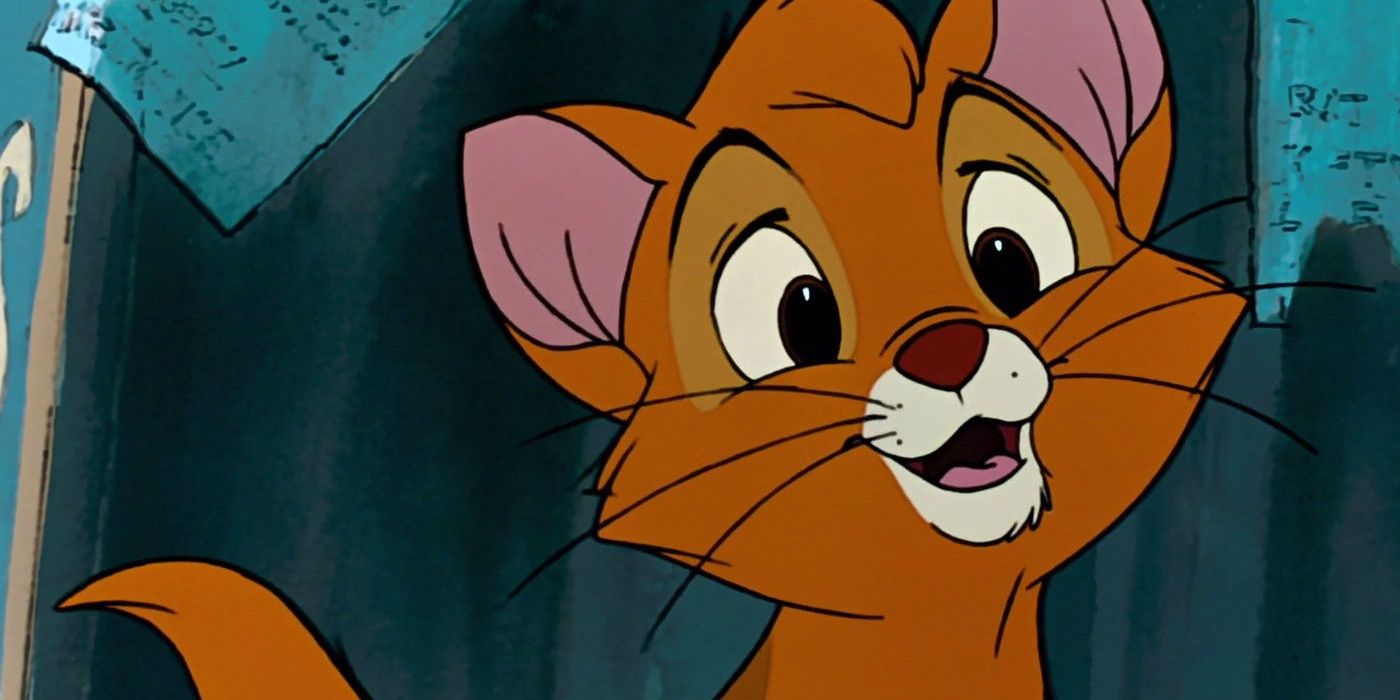 Oliver looking happy in Oliver and Company