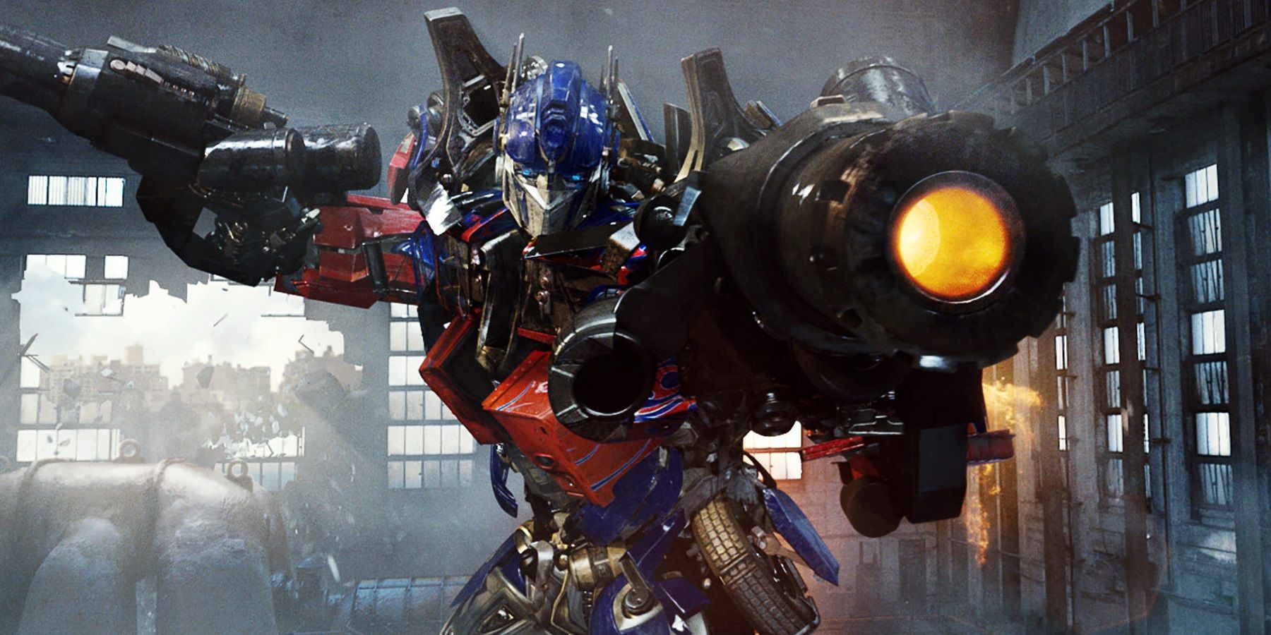 Optimus Prime aiming his gun in Transformers Revenge of the Fallen