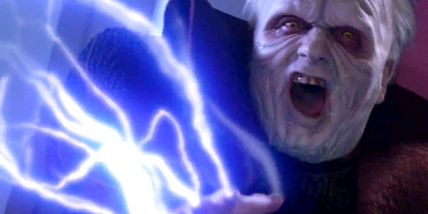 Palpatine using Force lightning in Revenge of the Sith