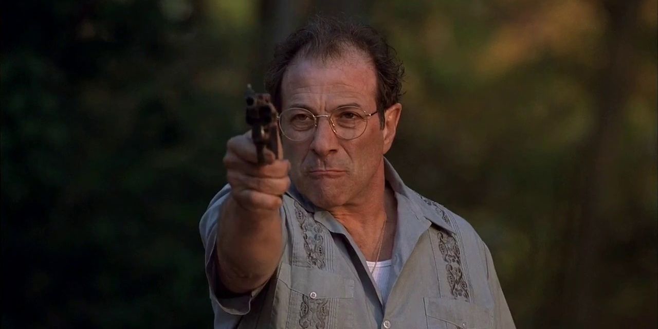 Patsy points a gun at Tony for killing his brother in The Sopranos