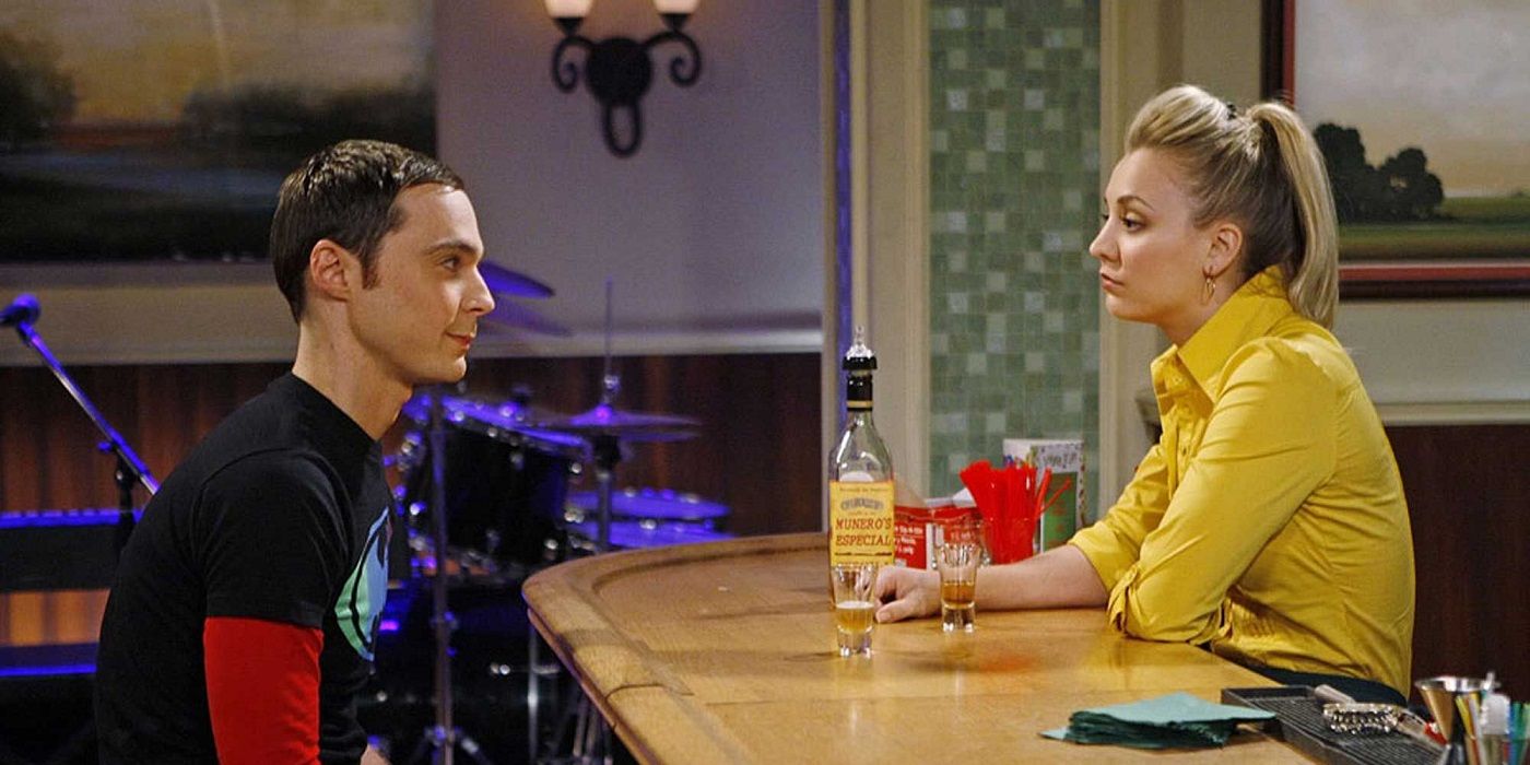 Penny bartending and talking to Sheldon.