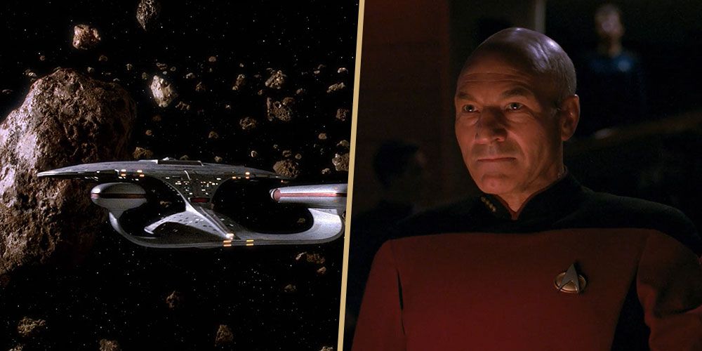 Picard pilots the Enterprise