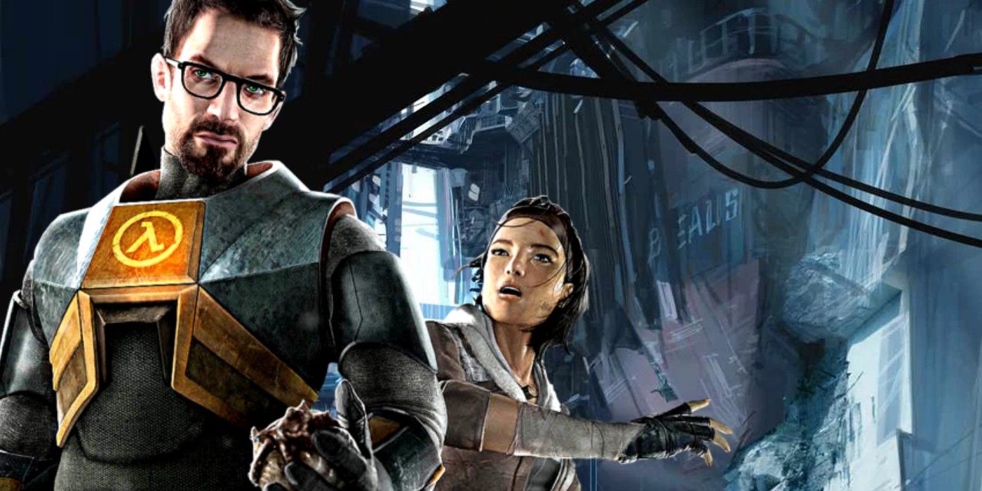 Gordon Freeman stands in front of the Borealis icebreaker in Half-Life 2