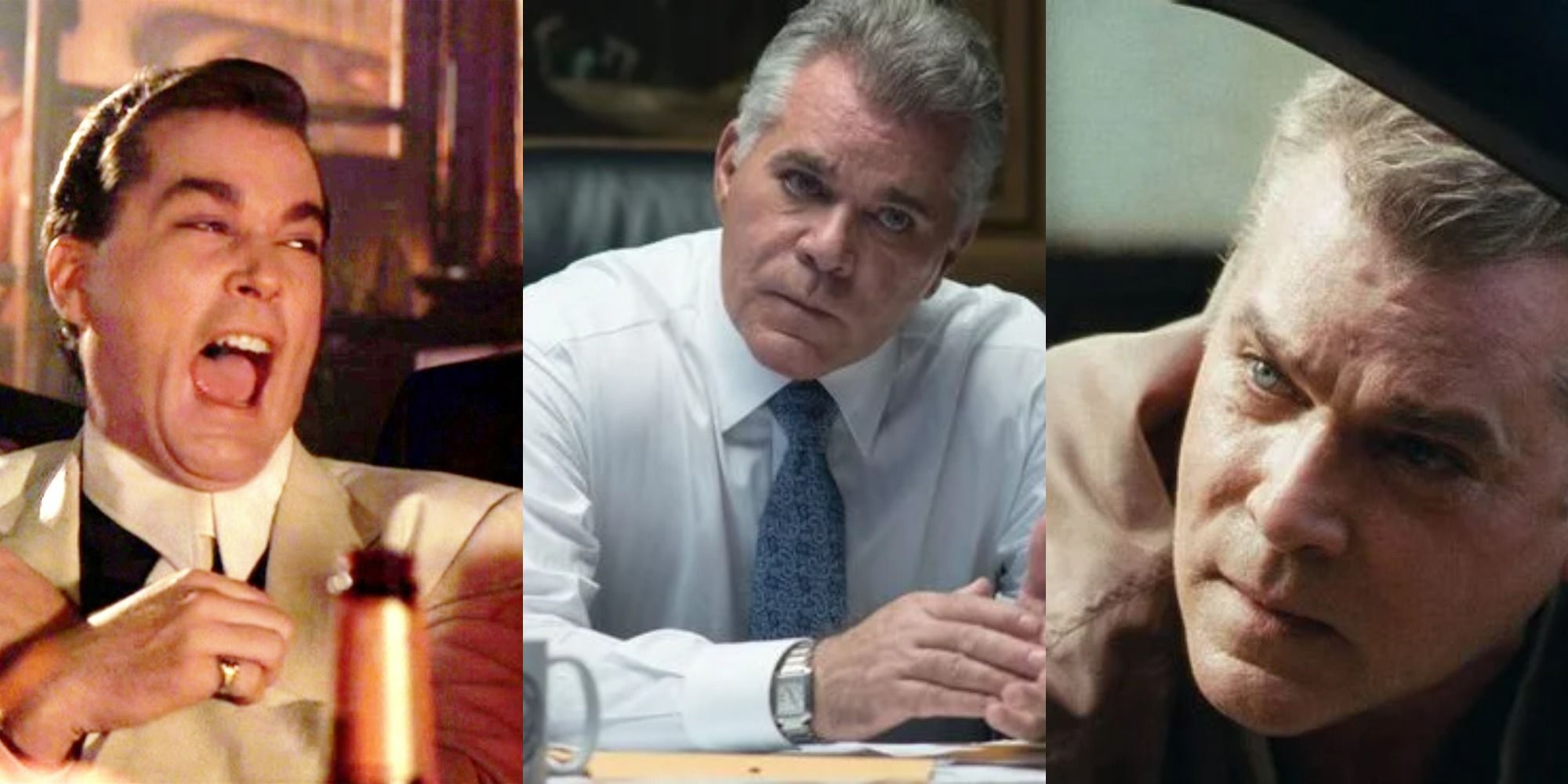 Split image of Ray Liotta in Goodfellas, Marriage Story, and A Place Beyond The Pines