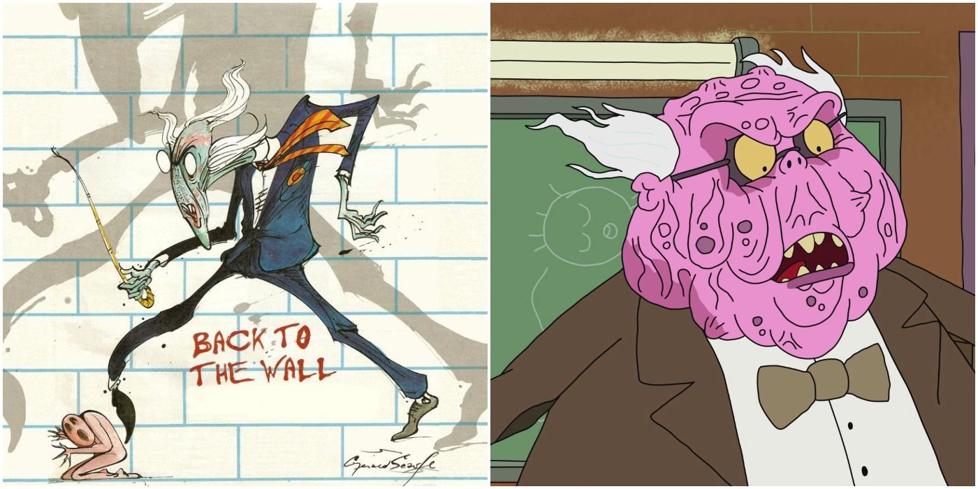 Rick and Morty Scary Terry Teacher Pink Floyd The Wall Professor comparison