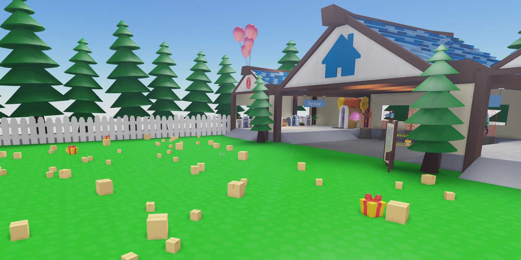 A lawn covered in boxes in Unboxing Simulator for Roblox