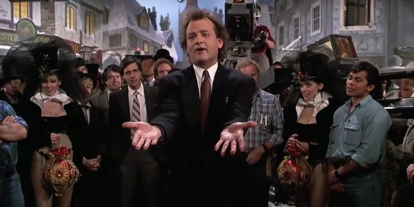 Scrooged ending scene with the full cast singing