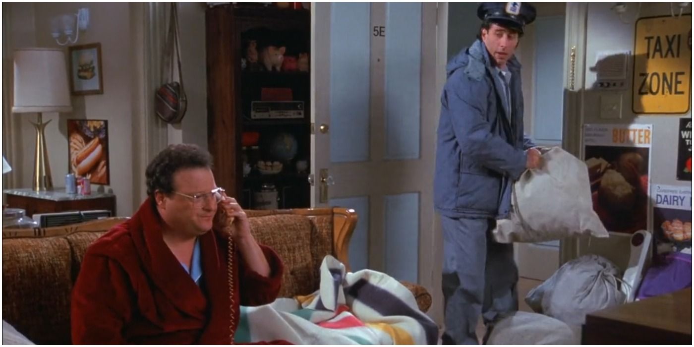 Jerry delivering Newman's mail on Seinfeld