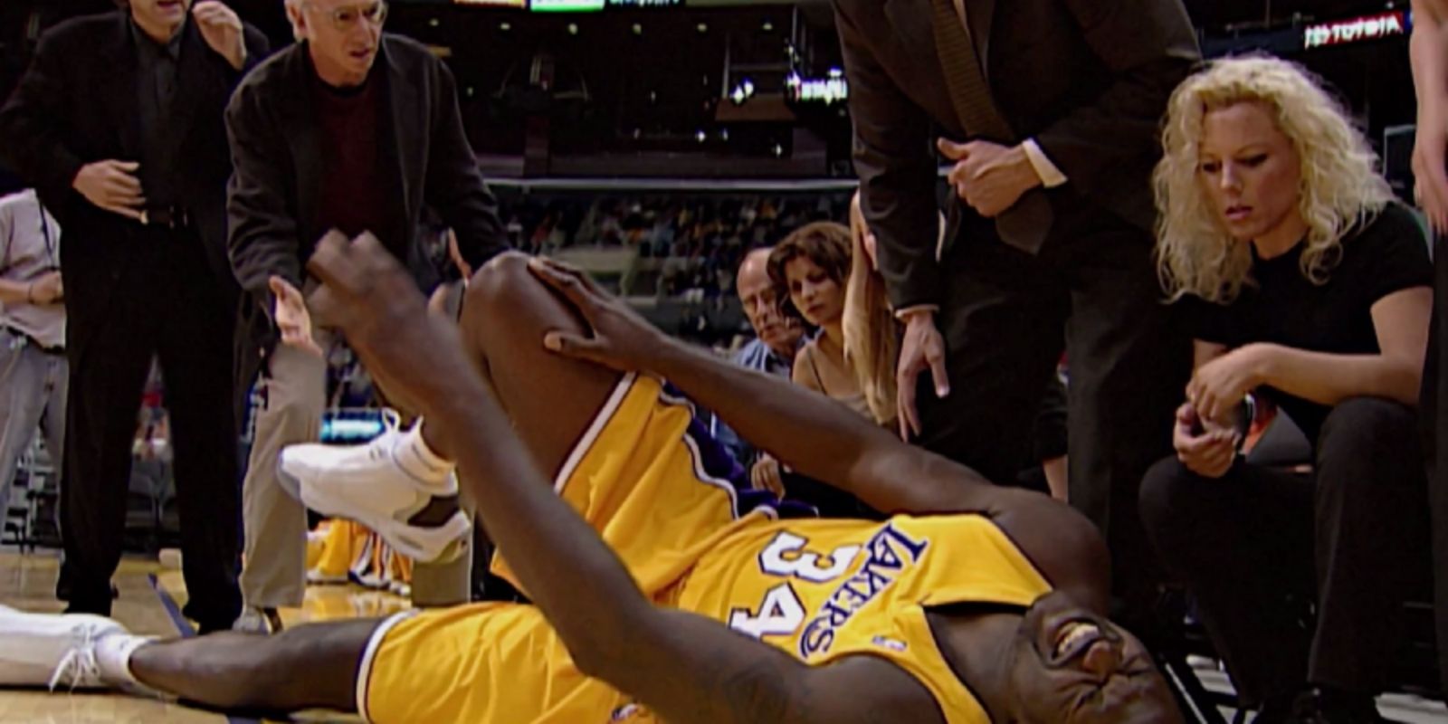 Shaquille O'Nea on the floor in Curb Your Enthusiasm