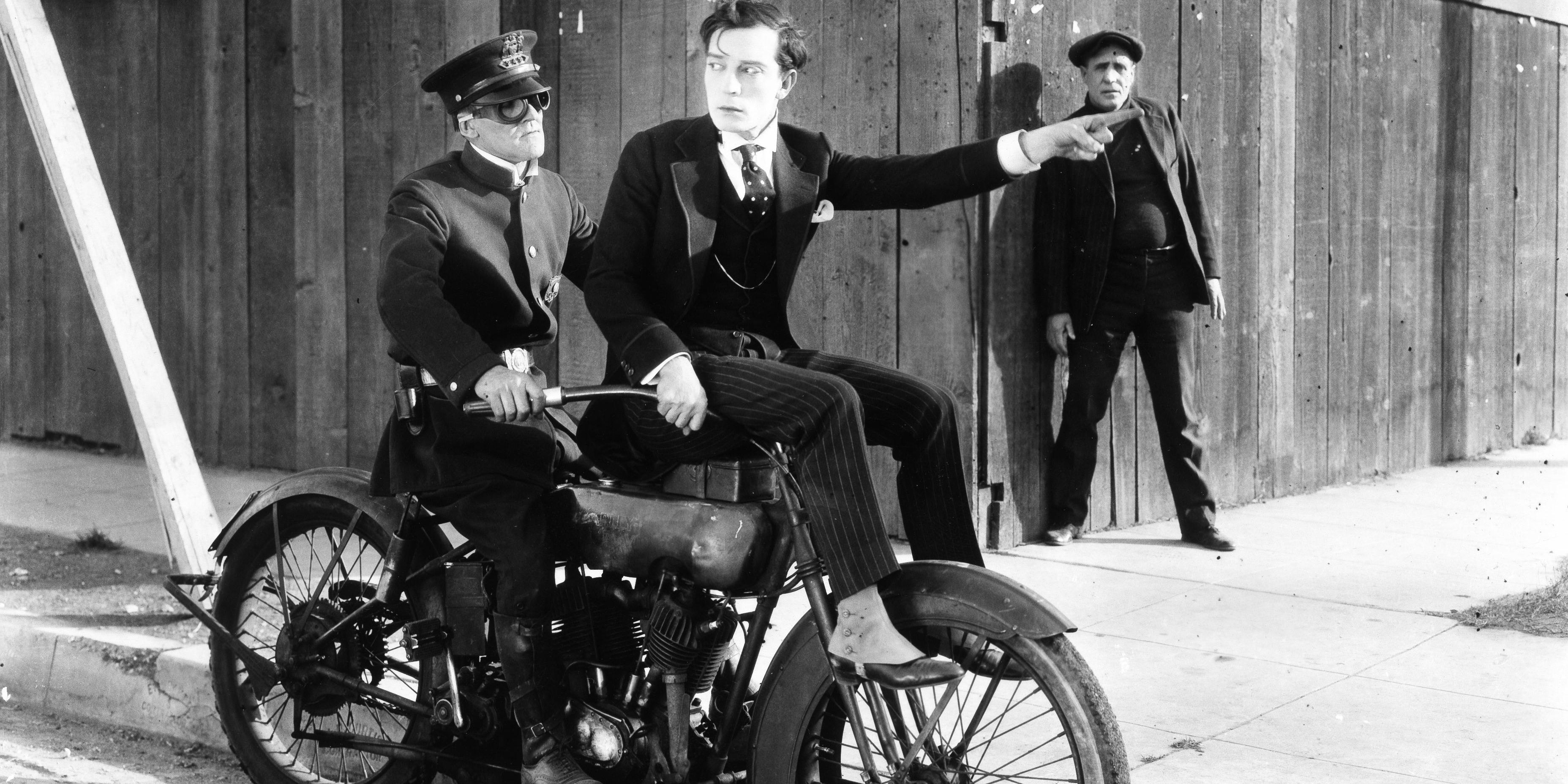 A still from Sherlock Jr.